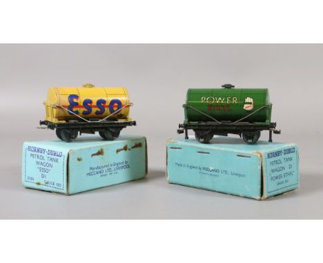 Two boxed Hornby Dublo petrol tank wagons; Power Ethyl and Esso.