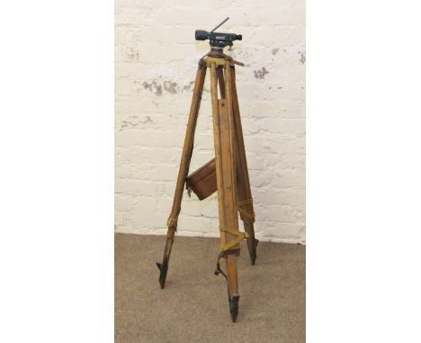 A Watts surveyors theodolite on adjustable tripod with carry case.