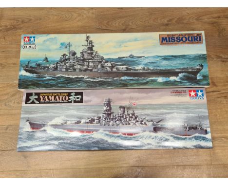 Two Tamiya 1:350 scale Plastic Kits of U.S. Battleship 'BB-63 Missouri' and Japanese Battleship 'Yamato', both with contents 