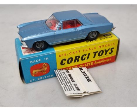 A boxed Corgi Toys No.254 blue Buick Riviera with leaflet, Nr M-M, box superb 