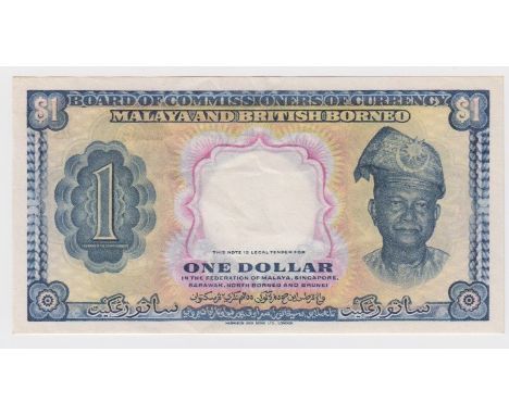 Malaya &amp; British Borneo, Board of Commissioners of Currency 1 Dollar unissued PROOF, designed by Harrison &amp; Sons Ltd,