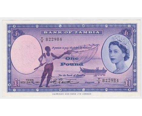 Zambia, Bank of Zambia 1 Pound unissued PROOF, this was a proposed design for the newly formed Bank of Zambia. Designed by Ha