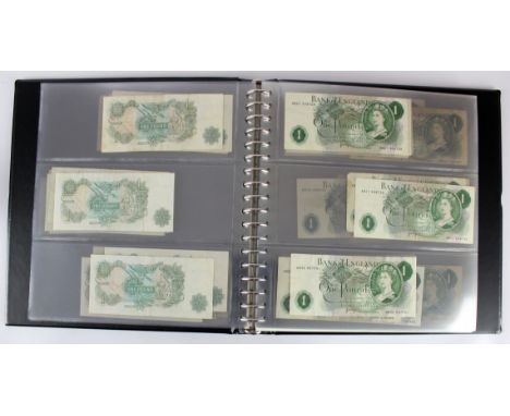 Page 1 Pound (285) issued 1970, a collection of Series C Portrait notes in 2 x  Lindner albums, REPLACEMENT and FIRST series 