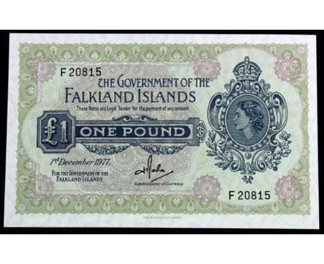 Falkland Islands 1 Pound dated 1st December 1977, scarce date, serial F20815 (TBB B213c, Pick8c) light signs of handling, abo