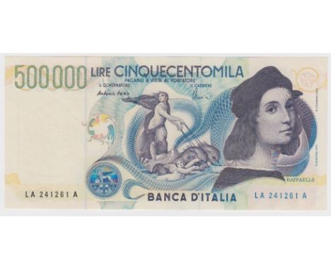 Italy 500,000 Lire dated 6th May 1997, final pre Euro issue, portrait Raffaello at right, serial LA 241261 A (TBB B469a, Pick