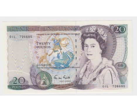 Gill 20 Pounds issued 1988, rare FIRST RUN '01L' prefix, serial 01L 726685 (B355, Pick380e) lightly pressed, about Uncirculat