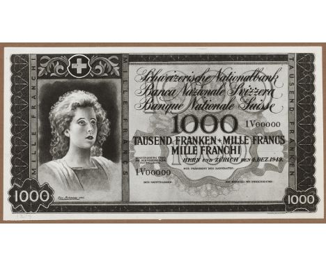 Switzerland, Banque Nationale Suisse, Waterlow &amp; Sons printers archival photographs for the obverse and reverse of a prop