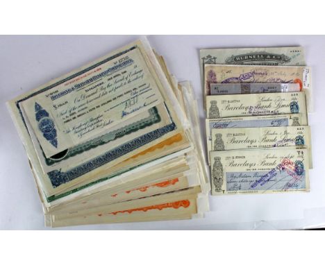 Share Certificates, Stocks, Cheques (40), an interesting group comprising St. Albans &amp; Swanton Traction Company unissued 