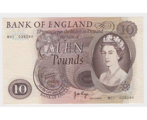Page 10 Pounds issued 1971, scarce FIRST RUN REPLACEMENT note 'M01' prefix, serial M01 029240 (B327, Pick376c) EF+