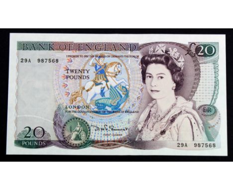 Somerset 20 Pounds issued 1984, FIRST SERIES note, serial 29A 987568 (B351, Pick380d) light signs of handling, about Uncircul