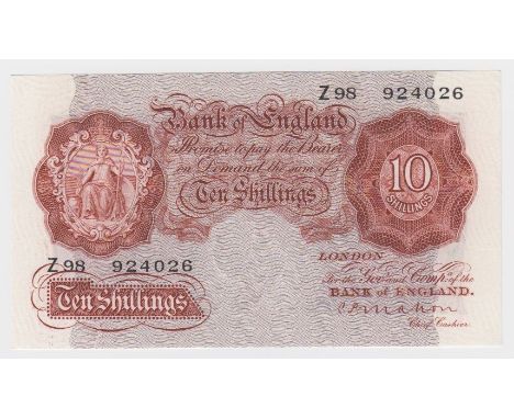Mahon 10 Shillings issued 1928, FIRST SERIES note serial Z98 924026 (B210, Pick362a) small edge nick and lightly pressed othe
