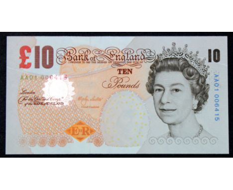 Lowther 10 Pounds issued 2000, FIRST RUN serial AA01 006415 (B388, Pick389a) Uncirculated