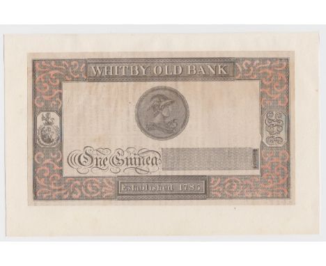 Whitby Old Bank 1 Guinea PROOF, established 1785, Hermes at centre, top stuck to card backing (Outing2340b) Uncirculated