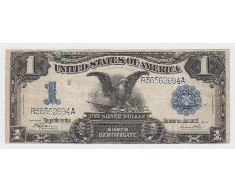 USA 1 Dollar Silver Certificate dated 1899, signed Speelman &amp; White, large Eagle at centre, serial R3656269A (Pick338c) F