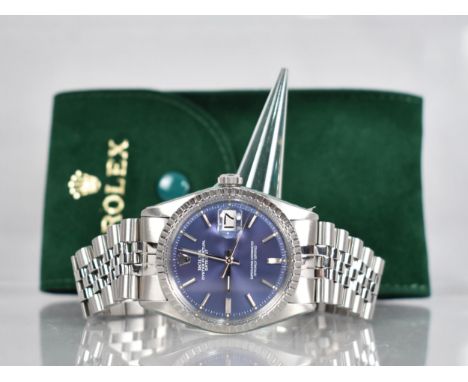 A Rolex Oyster Perpetual Datejust Superlative Chronometer Wristwatch, Blue Dial with Baton Hour Indicators and Date Aperture 