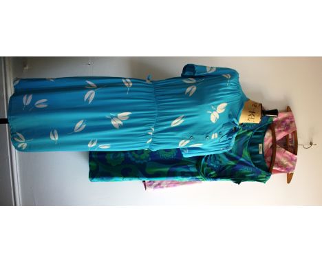 A trio of vintage dresses from 1980s and 1960s. A 1980s CHELSEA GIRL blue viscose summer dress, great condition aside from th