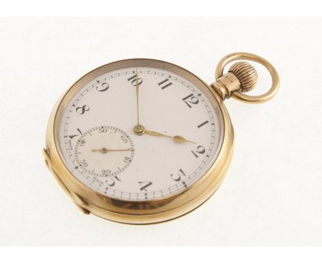 A 9ct open face pocket-watch with working 16 jewel movement & uncracked enamel dial, H/M Birmingham 1925, gross weight approx