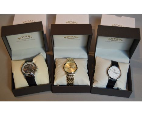 Ex-shop stock: 3 ROTARY watches - GS90044/20 RRP £295, GB102624 RRP £179, GS102622 RRP £109.