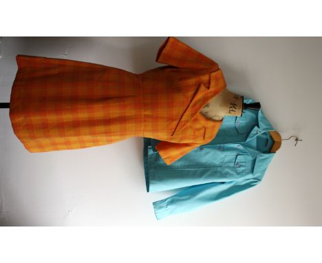 Two vintage 1960s items consisting of a 1960s orange check PROVA dress in terylene viscose, good condition, vintage size 16 a