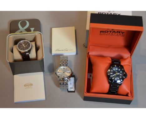 Ex-shop stock: ROTARY AQUASPEED watch, FOSSIL ES2949 watch RRP £125, and a KENNETH COLE watch (no box). (3)