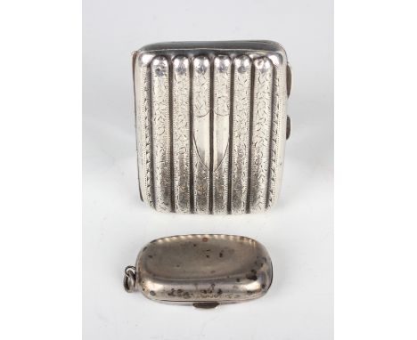 An Edwardian silver curved rectangular six-section cigarette case with foliate engraved decoration, Birmingham 1906 by Willia