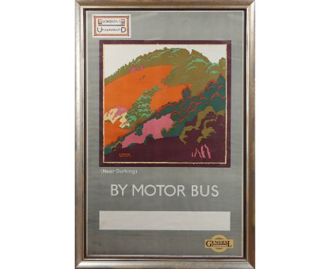 Frederic Gregory Brown - '(Near Dorking) By Motor Bus' (London Underground Poster), lithograph in colours, published by Elect
