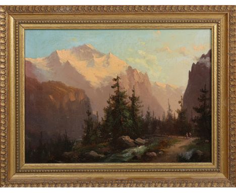 Continental School - Tyrolean Scenes, a pair of late 19th century oils on board, each 17cm x 23cm, both within gilt frames.Bu