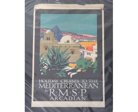 Frank Newbould - 'Holiday Cruises to the Mediterranean by R.M.S.P. Arcadian (Ocean Liner Travel Poster), lithograph in colour