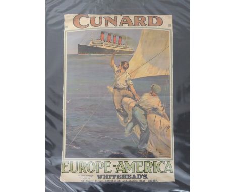 Odin Rosenvinge - 'Cunard, Europe-America' (Ocean Liner Travel Poster), lithograph in colours, printed by Turner &amp; Dunnet