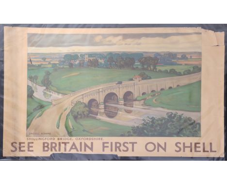 William Dacre Adams - 'See Britain First on Shell, Shillingford Bridge, Oxfordshire' (Advertising Poster), lithograph in colo