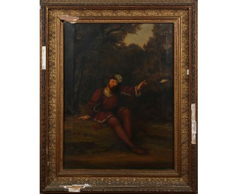 British School - 'Orlando' (Scene from Shakespeare's 'As You Like It'), 19th century oil on canvas, titled recto, inscribed l