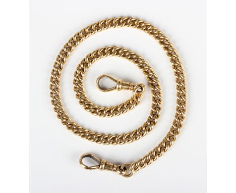 An 18ct gold uniform curblink watch Albert chain, fitted with two 18ct gold swivels, weight 48.4g, length 39.8cm.Buyer’s Prem