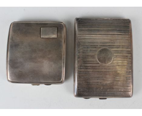 A George V silver curved rectangular cigarette case with engine turned banded decoration, Birmingham 1916 by A. &amp; J. Zimm