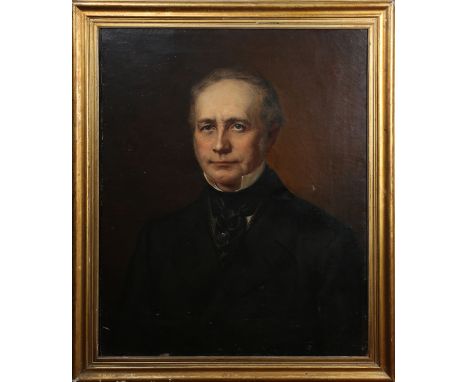 Fritz Gerhardt - Portrait of a Gentleman wearing a Black Stock and Jacket, oil on canvas, signed and dated 1872, 76m x 60.5cm