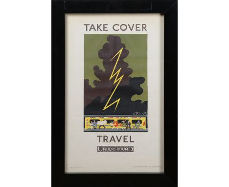 Kathleen Stenning - 'Take Cover, Travel Underground' (Poster for London Transport), lithograph in colours, printed by Vincent