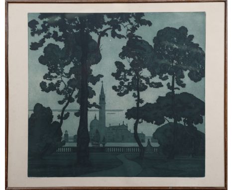 Claude Francis Barry - 'St Giorgio, Venice', early 20th century etching with aquatint on wove paper, signed and titled in pen
