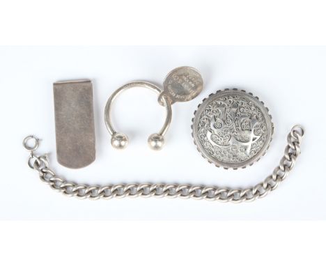 A Tiffany &amp; Co silver keyring, circa 2001, with a silver fob, detailed '925 Tiffany &amp; Co New York', width of keyring 