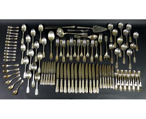 A suite of Christofle silver plated cutlery, circa 1990's, approximately twelve place settings, comprising twelve table forks