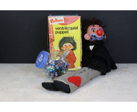 Boxed Pelham Ventriloquial Boy puppet (amateurishly applies eye lashes, otherwise puppet appears gd overall, box stamped V5 G