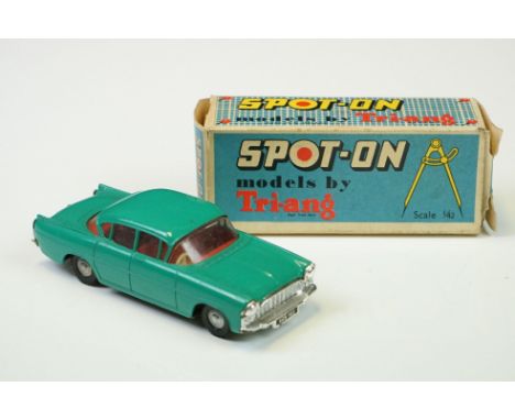 Boxed Triang Spot On No 165 Vauxhall Cresta diecast model in turquoise with red interior, diecast vg with minimal wear, box w