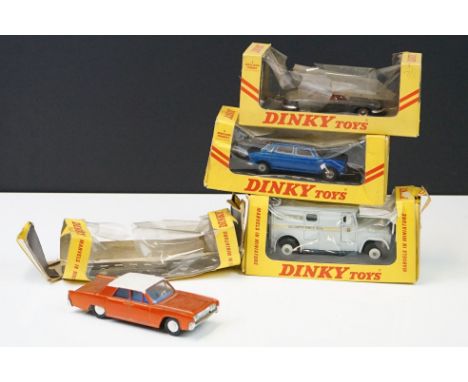 Four boxed Dinky diecast models to include 275 Brinks Armoured Car, 524 Panhard 24, 171 Austin 1800 &amp; 170 Lincoln Contine