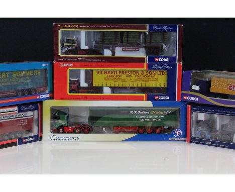 Five Boxed Corgi 1:50 ltd edn diecast haulage models to include CC11905 Jos Millican (Penton) Ltd, CC13102 William Nicol Aber