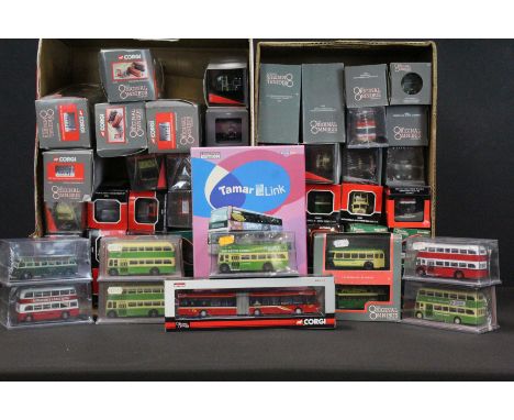 54 Cased / boxed Corgi Original Omnibus diecast model buses, some sealed examples, diecast ex, boxes vg overall 