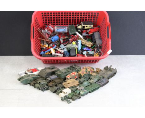 Quantity of mid 20th C plastic &amp; diecast models of various scale to include Britains, Corgi, Dinky, ArondeWiking etc, con