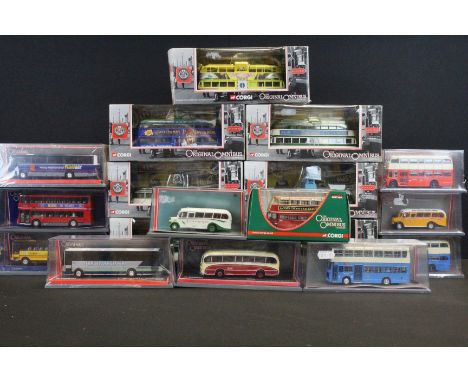 18 Boxed / cased Corgi Original Omnibus diecast model buses to include ltd edn examples, featuring 6 x Blackpool collection, 