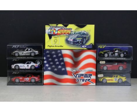 Eight Boxed / cased Fly Car Model Slot Cars to include Dodge Viper GTS R, PA4 GT 2001 Dodge Viper GTS-R, A6 Viper Negro Dodge