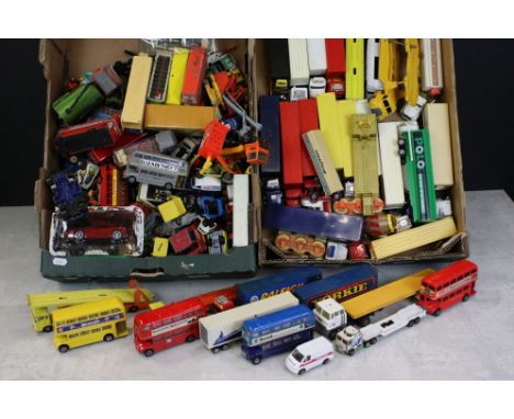 Quantity of play worn diecast models from the mid 20th C onwards to include Corgi, Matchbox etc featuring commercial, road an