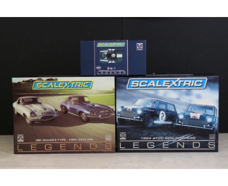 Two boxed ltd edn Scalextric Legends slot cars / sets to include C3586A Touring 1966 ATCC Mini Coopers and C3658a Cooper Clim