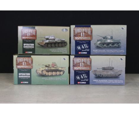 Four Boxed Corgi World War II Collection 1:50 ltd edn diecast models to include 2 x War Across the Western Front (CC51005 She
