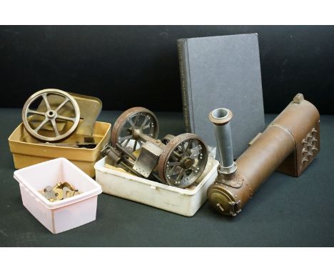 Quantity of brass and metal steam engine parts and accessories, part built with Scale Model Traction Engine Building featurin